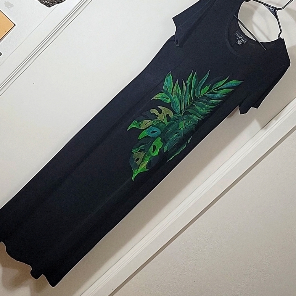 Vintage CL CAROLE LITTLE Floral Print Short Sleeve Stretchy Maxidress Size L - Picture 6 of 7